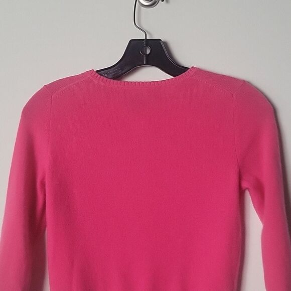 NEW VTG Express Pink XS Cashmere Sweater Cardigan Y2K Coquette Fitted 50s 60s - Picture 11 of 13